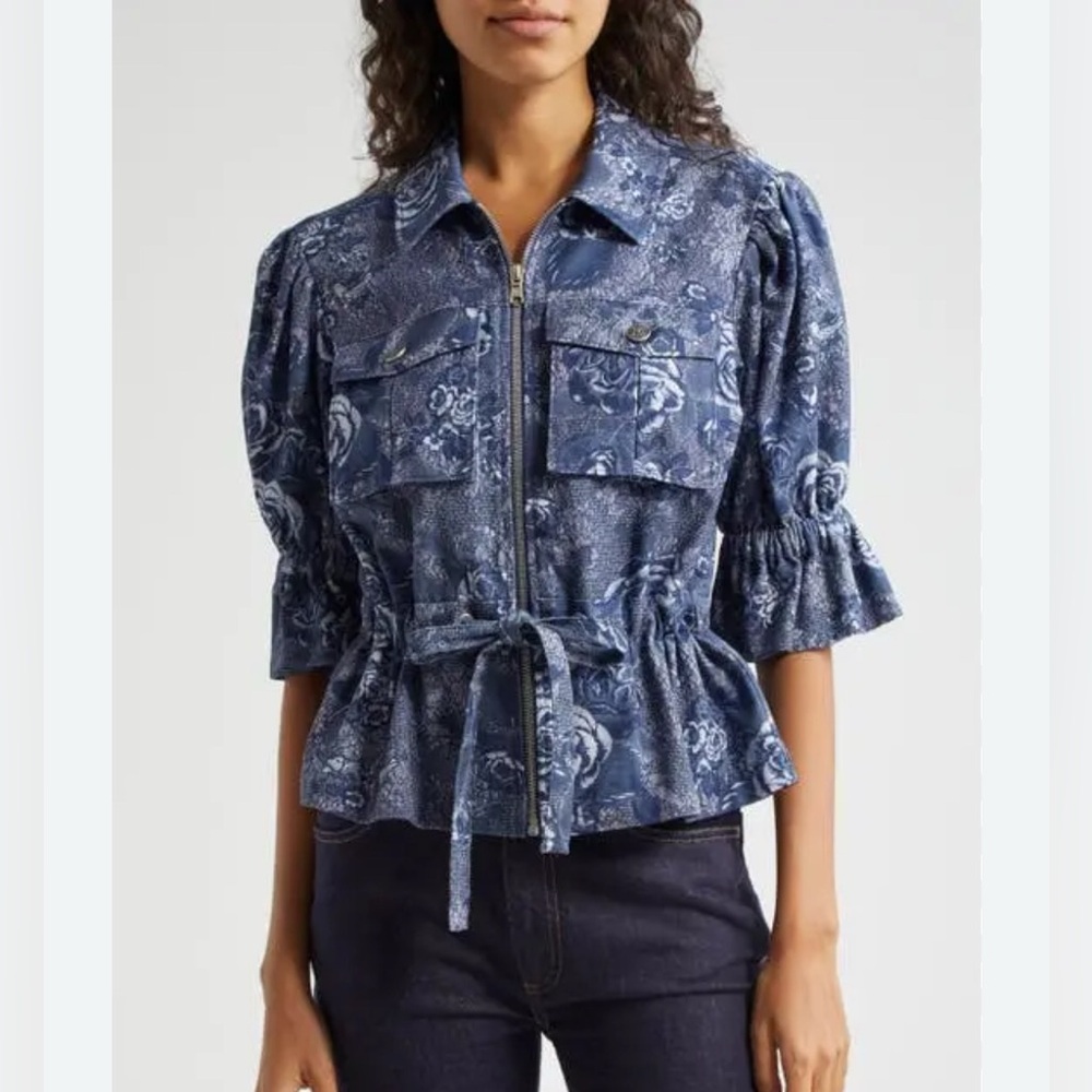 NWOT CINQ Á SEPT Adie Floral Puff Sleeve Jacket - Picture 2 of 8